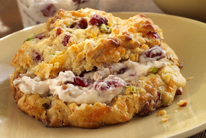 Cranberry Bacon Brunch Scones with Cranberry-Pecan Cream Cheese